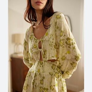 Urban Outfitters Out From Under Alice Tie Front Top Green